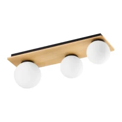 Cheap Drewniana listwa z okrągłymi, białymi kloszami TK 4542 z serii BIANCA Żyrandole Nowoczesne