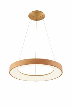 Store Drewniana obręcz LED wisząca ⌀79,5cm z pilotem AZ5014 SANTANA | Kaja Żyrandole Nowoczesne