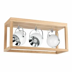 Outlet Drewniana oprawa sufitowa z białymi spotami 5222374 ROY | Kaja Żyrandole Nowoczesne
