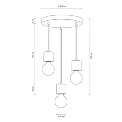 Discount Drewniana, potrójna lampa wisząca boho 7061374R TRONGO ROUND | Kaja Żyrandole Nowoczesne