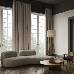 Sklep Kaja Drewniany trójnóg z lnianym abażurem TK 16018 GRAND ORZECH | Kaja