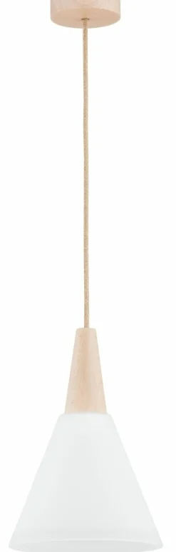 Discount Drewniany zwis ze stożkowym, białym kloszem AL 61210 BEVEL | Kaja Żyrandole Nowoczesne