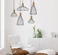 Clearance Druciano-drewniana lampa wisząca LP-1221/1P S BK MODERNO | Kaja Żyrandole Nowoczesne