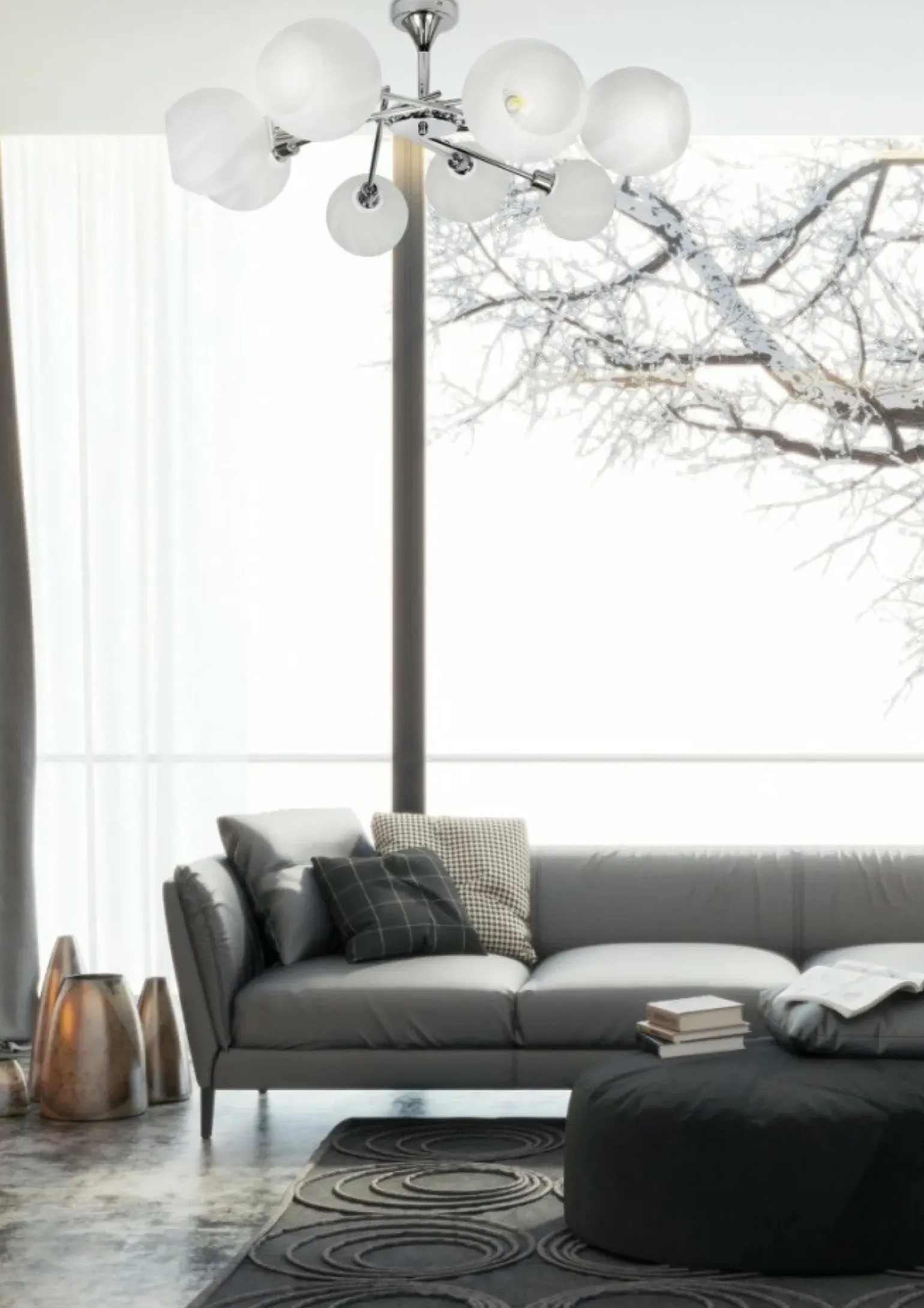 Sklep Kaja Duża, chromowana lampa sufitowa do salonu 38-72290 RAUL | Kaja