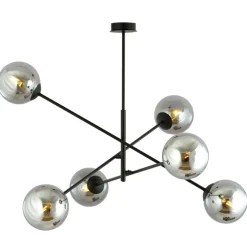 Fashion Duża, czarna lampa sufitowa z okrągłymi kloszami 1167/6 LINEAR | Kaja Żyrandole Nowoczesne