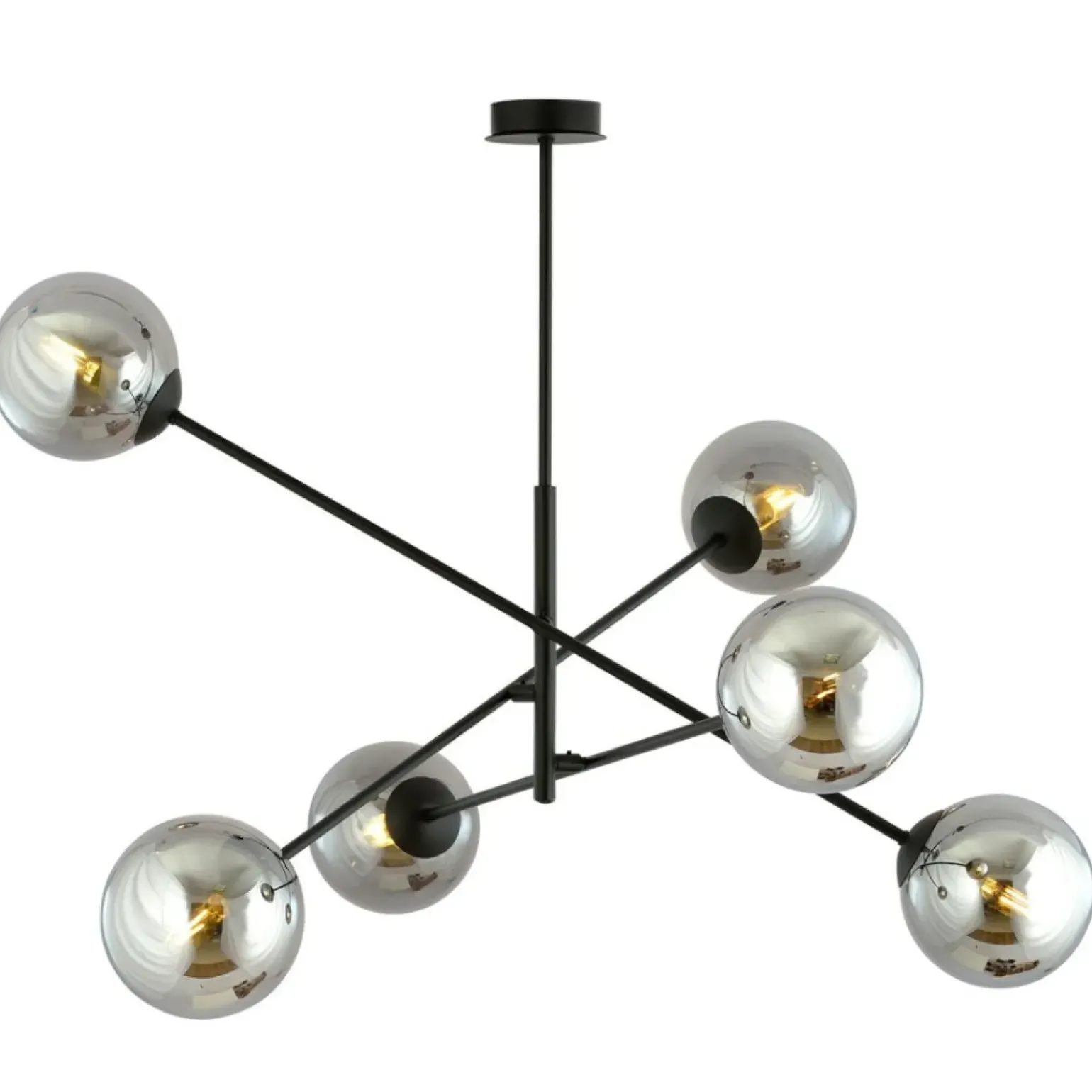 Fashion Duża, czarna lampa sufitowa z okrągłymi kloszami 1167/6 LINEAR | Kaja Żyrandole Nowoczesne