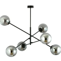 Fashion Duża, czarna lampa sufitowa z okrągłymi kloszami 1167/6 LINEAR | Kaja Żyrandole Nowoczesne