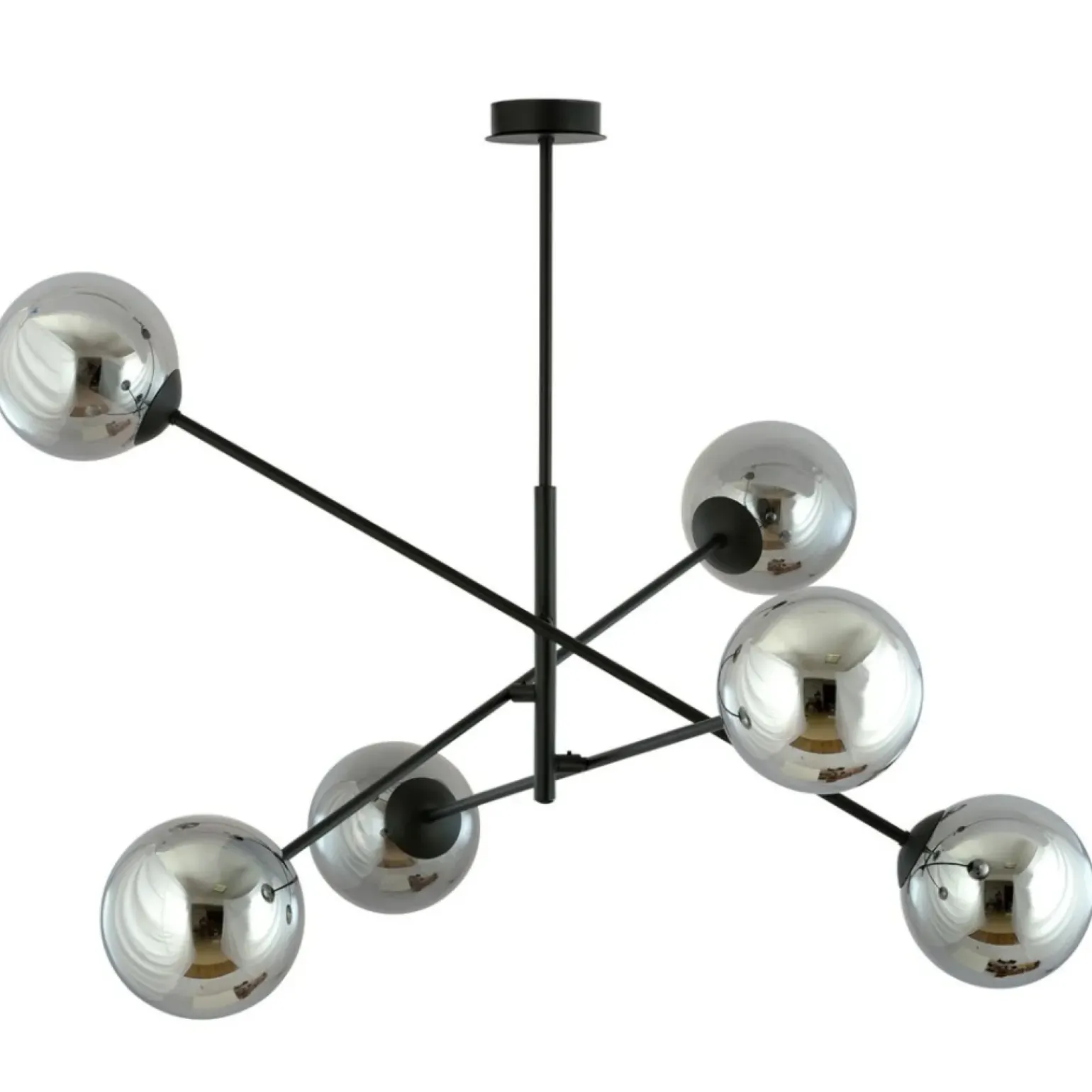 Fashion Duża, czarna lampa sufitowa z okrągłymi kloszami 1167/6 LINEAR | Kaja Żyrandole Nowoczesne