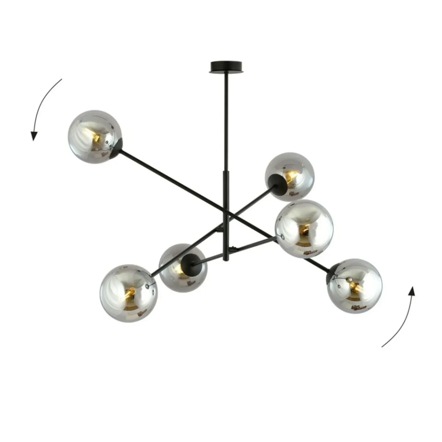 Fashion Duża, czarna lampa sufitowa z okrągłymi kloszami 1167/6 LINEAR | Kaja Żyrandole Nowoczesne