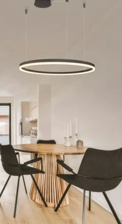 Fashion Duża obręcz wisząca LED do salonu ⌀150cm z pilotem AZ5347 HALO | Kaja Żyrandole Nowoczesne