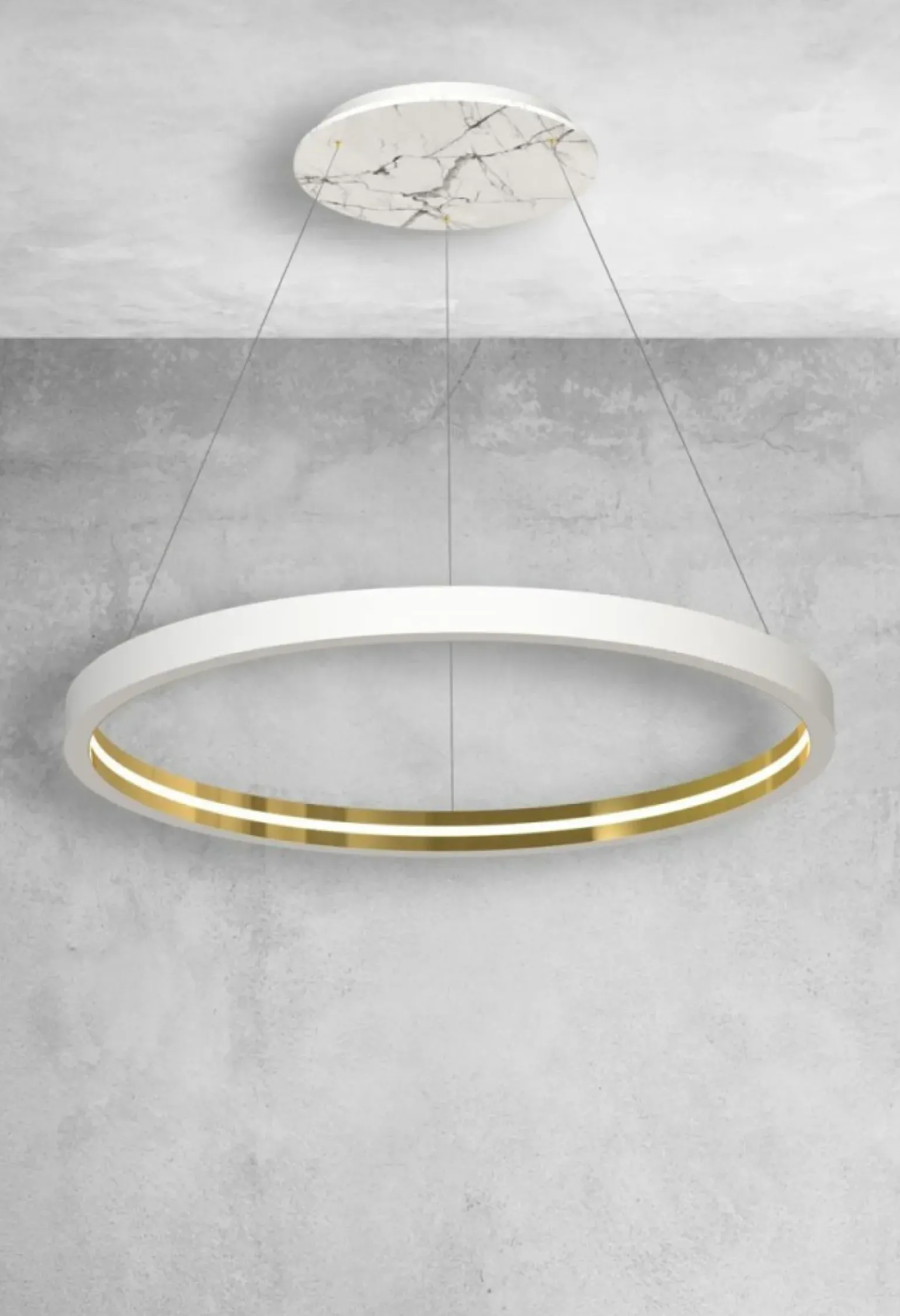Best Sale Duże, białe koło wiszące, marmurowa lampa MZ5040 CASSIOPEIA | Kaja Żyrandole Nowoczesne