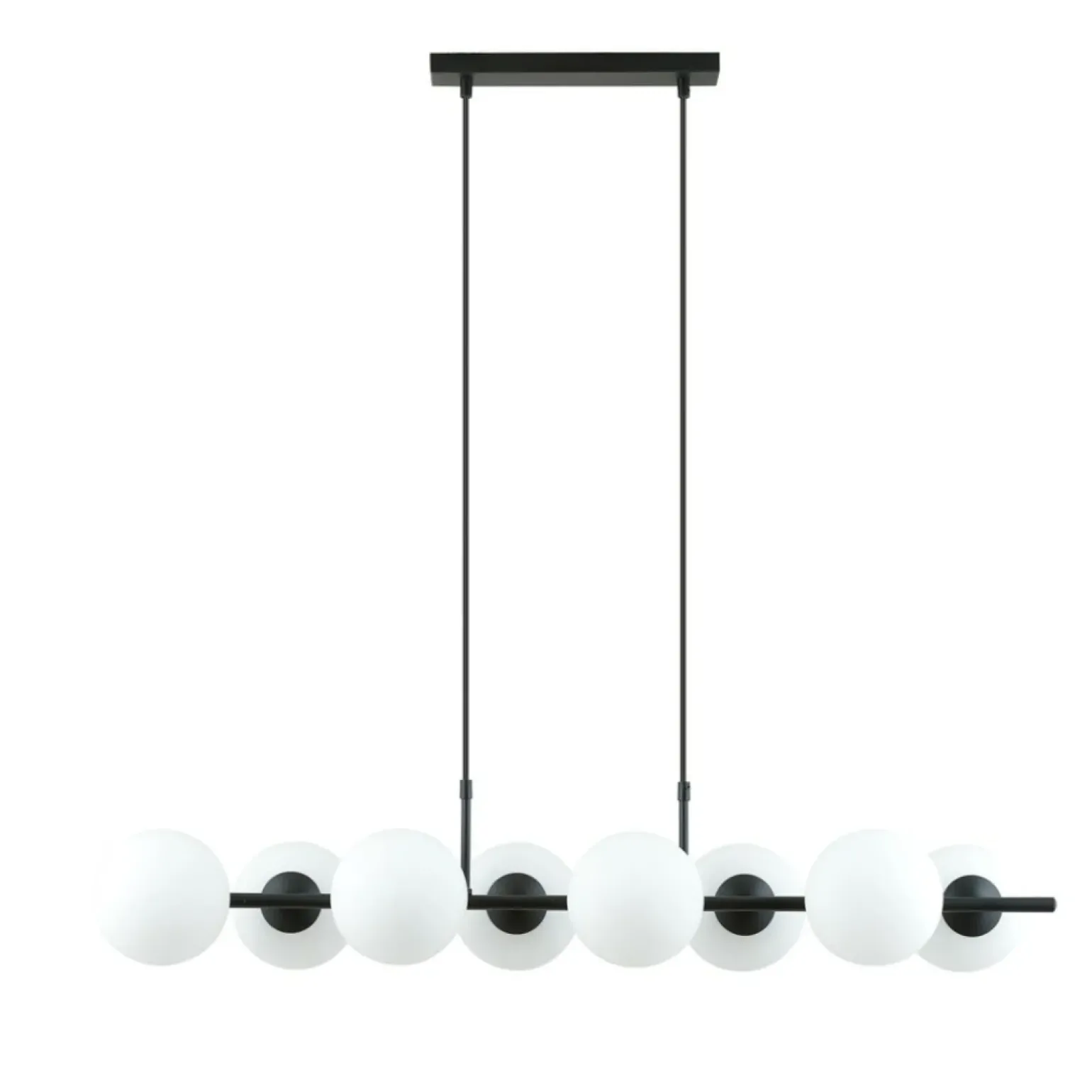 Best Sale Długa, dekoracyjna lampa z białymi kloszami 1205/8 z serii RORY | Kaja Żyrandole Nowoczesne