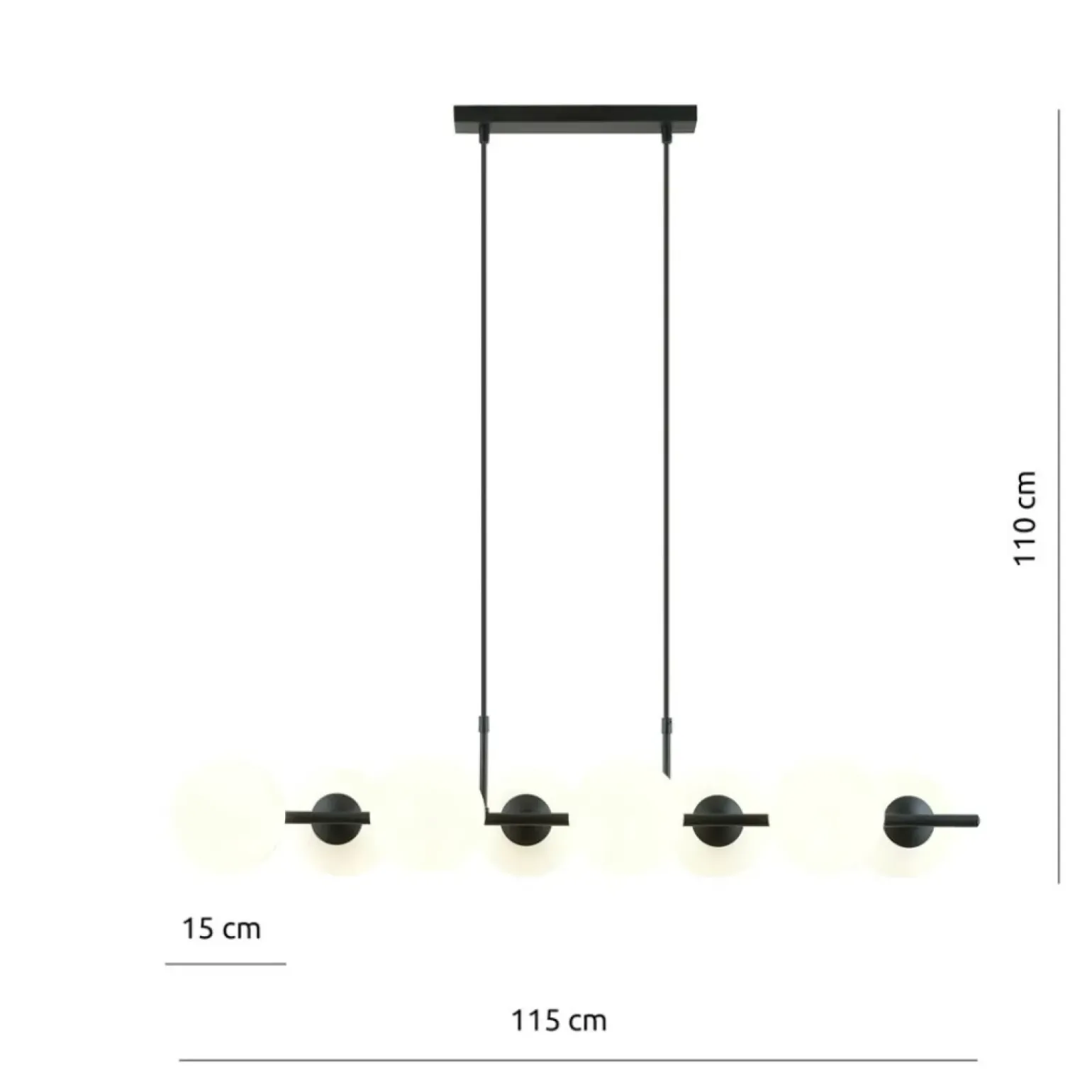 Best Sale Długa, dekoracyjna lampa z białymi kloszami 1205/8 z serii RORY | Kaja Żyrandole Nowoczesne