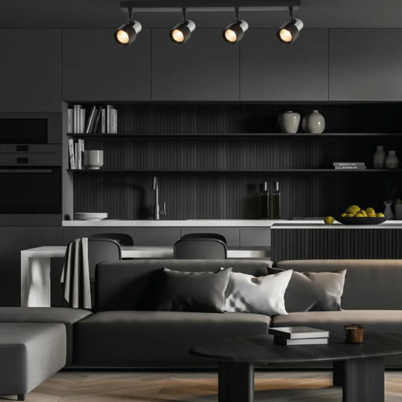 Store Długa lampa sufitowa, listwa z reflektorami ML9951 CINO | Kaja Żyrandole Nowoczesne