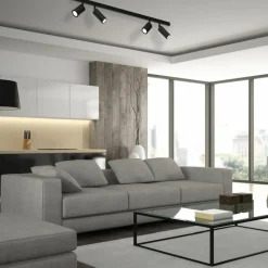 Store Długa listwa sufitowa z 4 reflektorami MLP8797 HUDSON BLACK | Kaja Żyrandole Nowoczesne