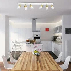 Best Sale Długa listwa z biało-złotymi reflektorami MLP6131 JOKER | Kaja Żyrandole Nowoczesne