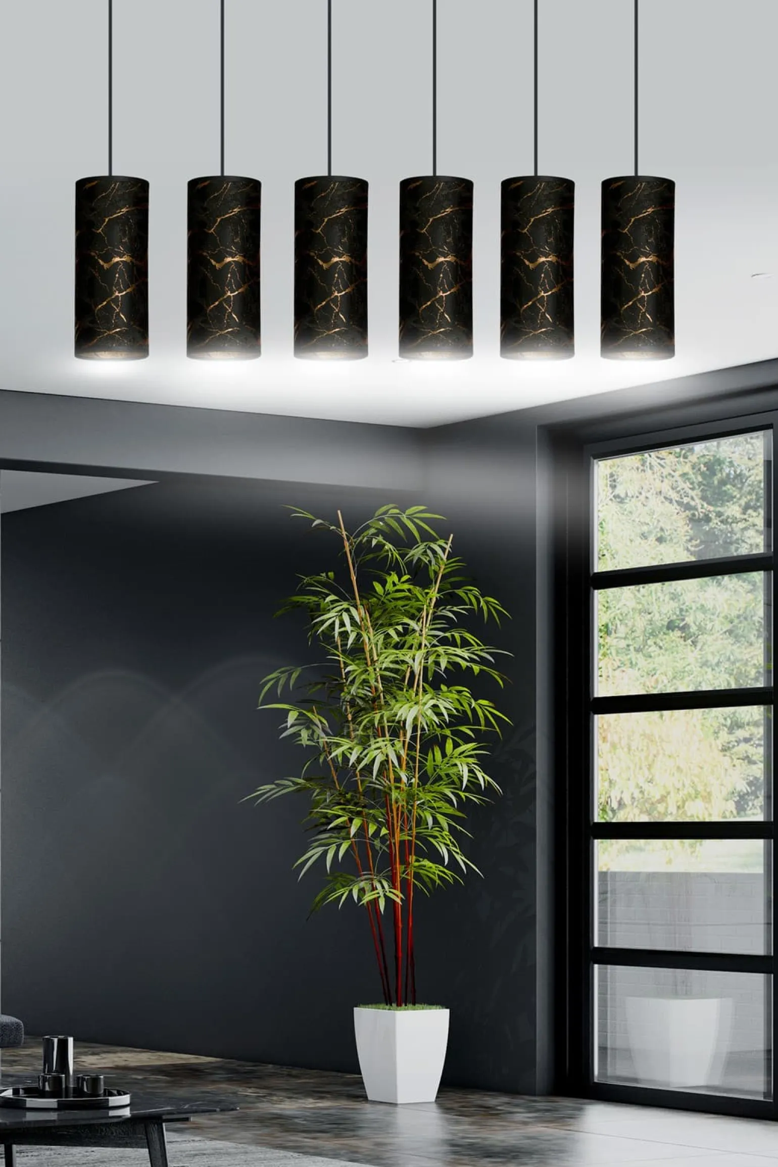 Sklep Kaja Długa listwa ze smukłymi abażurami na zwisach 1056/6 KARLI | Kaja