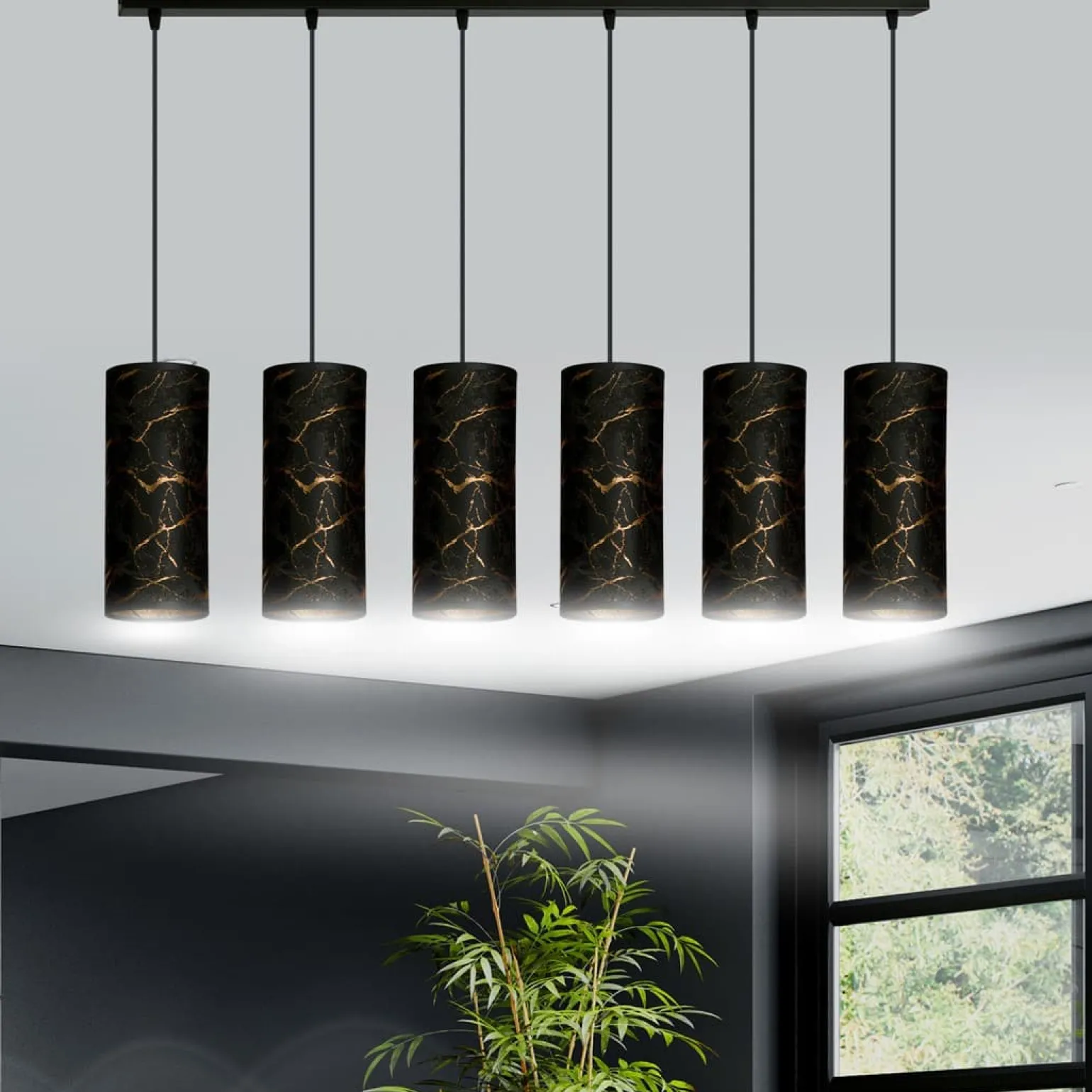 Sklep Kaja Długa listwa ze smukłymi abażurami na zwisach 1056/6 KARLI | Kaja