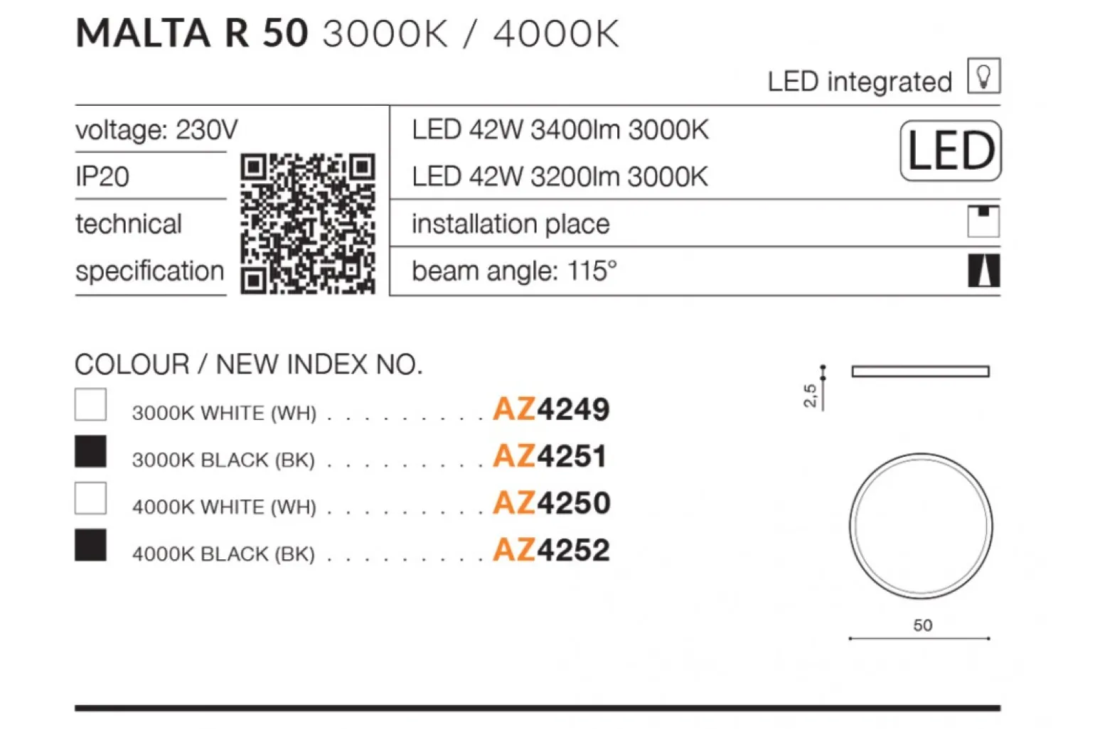 Sklep Kaja Duży klasyczny czarny plafon okrągły LED AZ4252 MALTA | Kaja