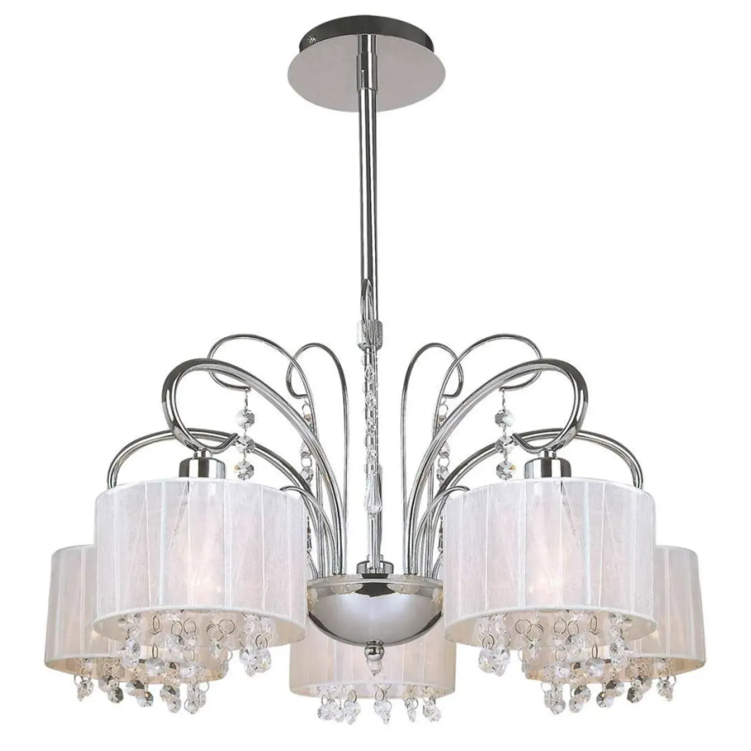 Sklep Kaja Duży, srebrny żyrandol z kryształkami MDM1583/5 WH SPAN | Kaja