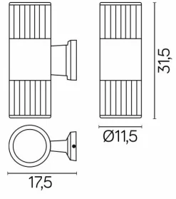 Sklep Kaja Dwukierunkowy kinkiet zewnętrzny, gwint E27 9001 DG z serii ADELA | Kaja Oświetl