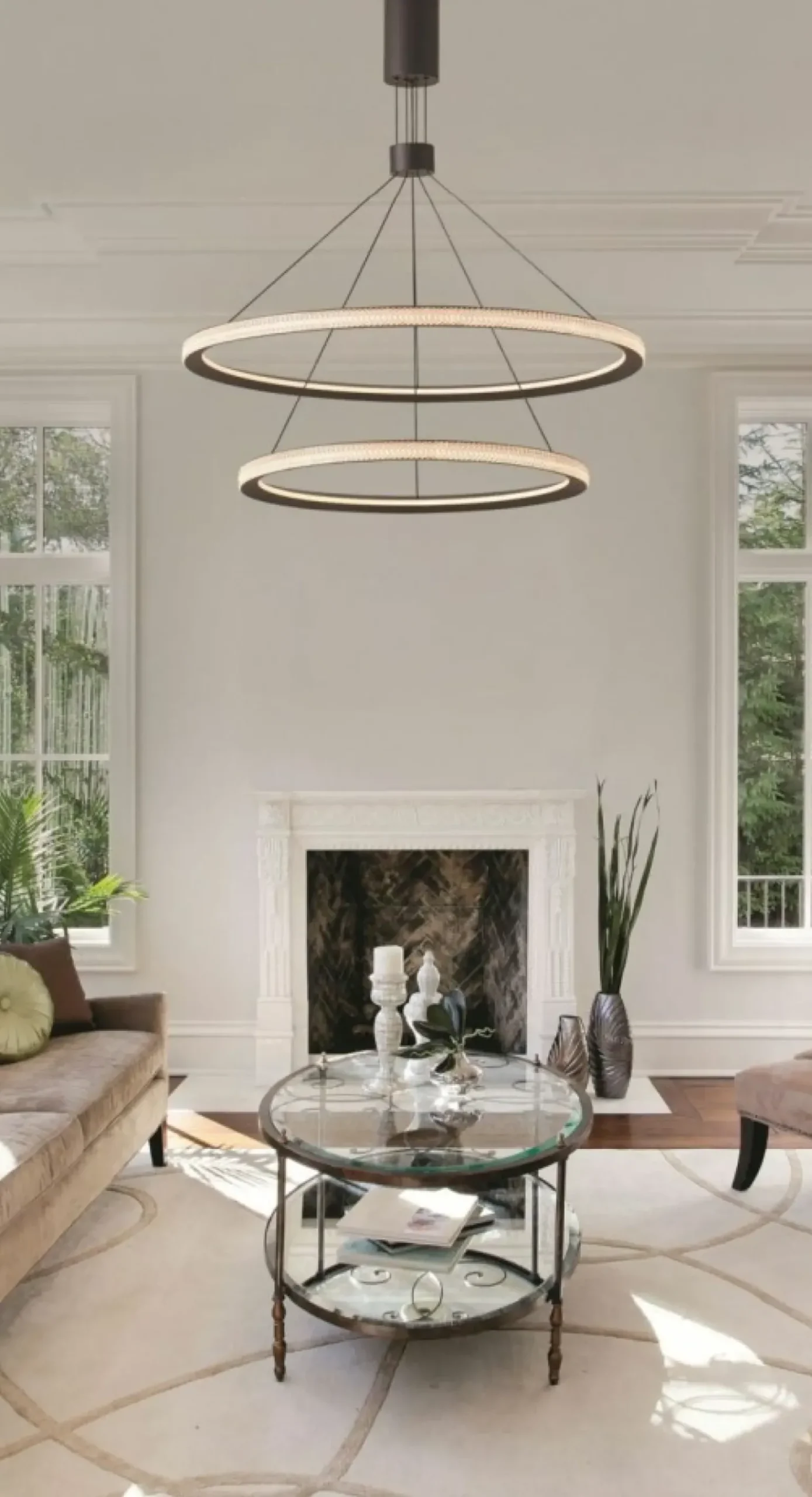 Store Dwupoziomowa ledowa lampa wisząca do salonu AZ5111 DIEGO | Kaja Żyrandole Nowoczesne