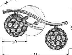 Sklep Kaja Dwupunktowa, owana lampa ścienna 92-85798 STARLET | Kaja