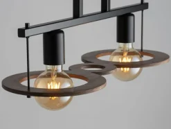 New Dwupunktowa lampa sufitowa z dodatkiem drewna SIG 32487 z serii COFFEE Żyrandole Nowoczesne