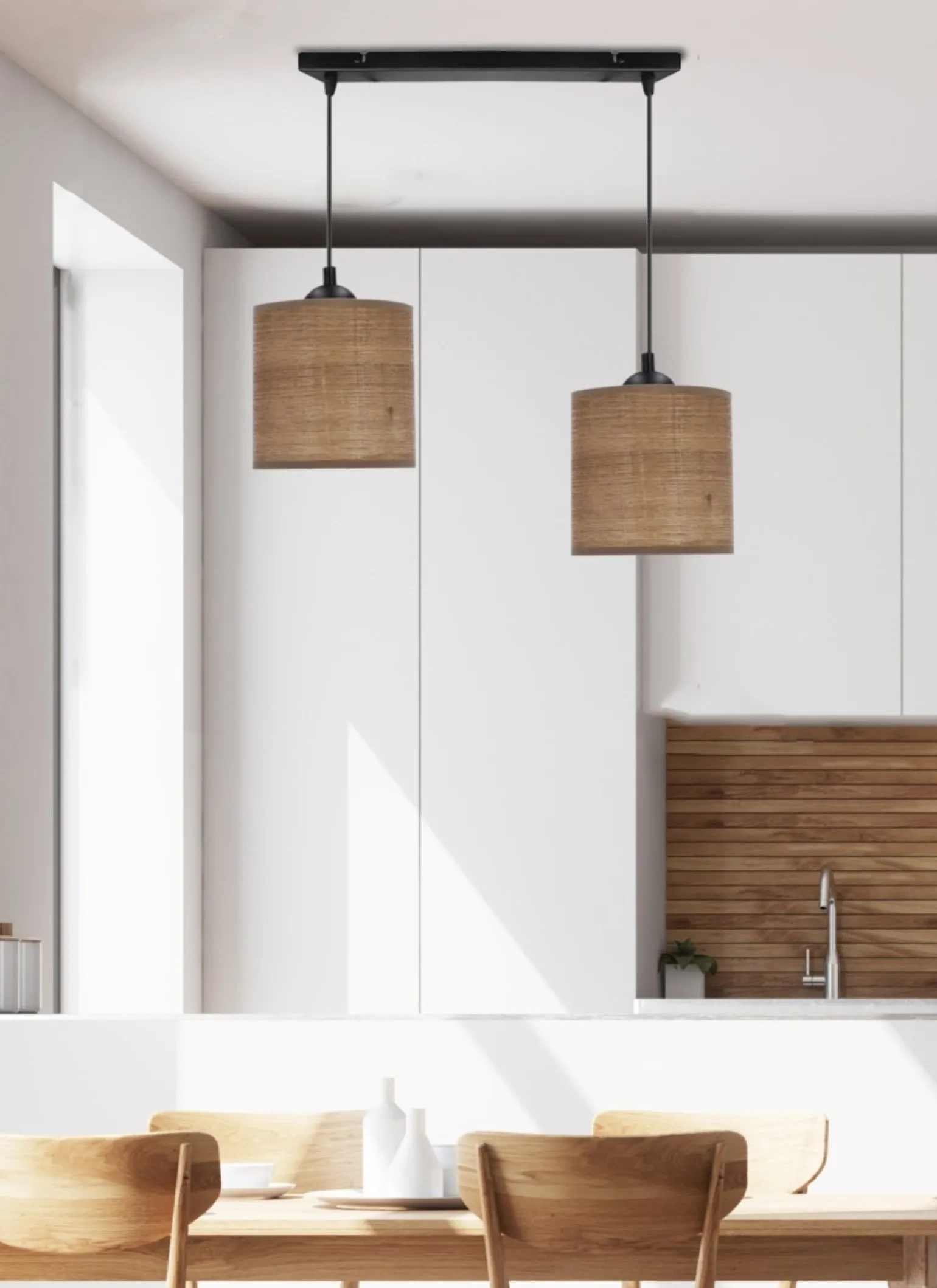 Sklep Kaja Dwupunktowa, rustykalna lampa wisząca nad stół 32-18328 LEGNO | Kaja