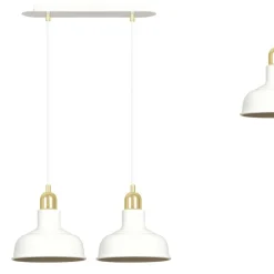 Clearance Dwupunktowy, biało-złoty zwis do kuchni 1043/2 IBOR | Kaja Oświetlenie Żyrandole Nowoczesne