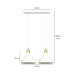 Clearance Dwupunktowy, biało-złoty zwis do kuchni 1043/2 IBOR | Kaja Oświetlenie Żyrandole Nowoczesne