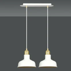Clearance Dwupunktowy, biało-złoty zwis do kuchni 1043/2 IBOR | Kaja Oświetlenie Żyrandole Nowoczesne