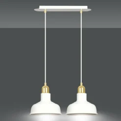 Clearance Dwupunktowy, biało-złoty zwis do kuchni 1043/2 IBOR | Kaja Oświetlenie Żyrandole Nowoczesne