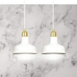 Clearance Dwupunktowy, biało-złoty zwis do kuchni 1043/2 IBOR | Kaja Oświetlenie Żyrandole Nowoczesne