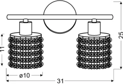 Sklep Kaja Dwupunktowy, kryształowy kinkiet 92-28030 ROYAL | Kaja Oświetlenie
