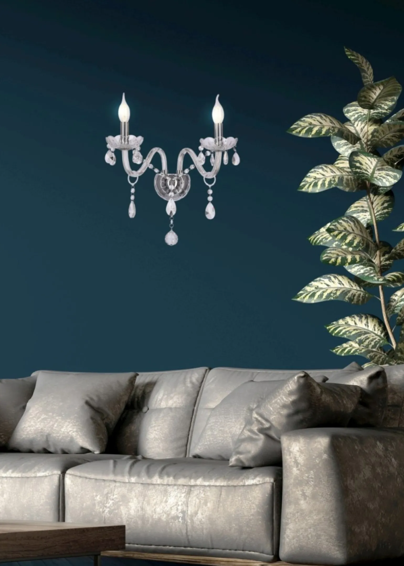 Sklep Kaja Dwuramienna, kryształowa lampa ścienna 22-30276 CRISTALLO | Kaja