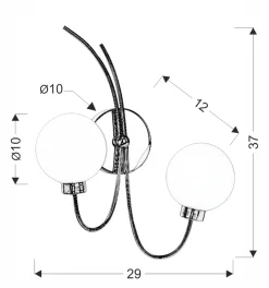 Sklep Kaja Dwuramienna, srebrna lampa ścienna 22-03317 AGAPANT | Kaja Oświetlenie
