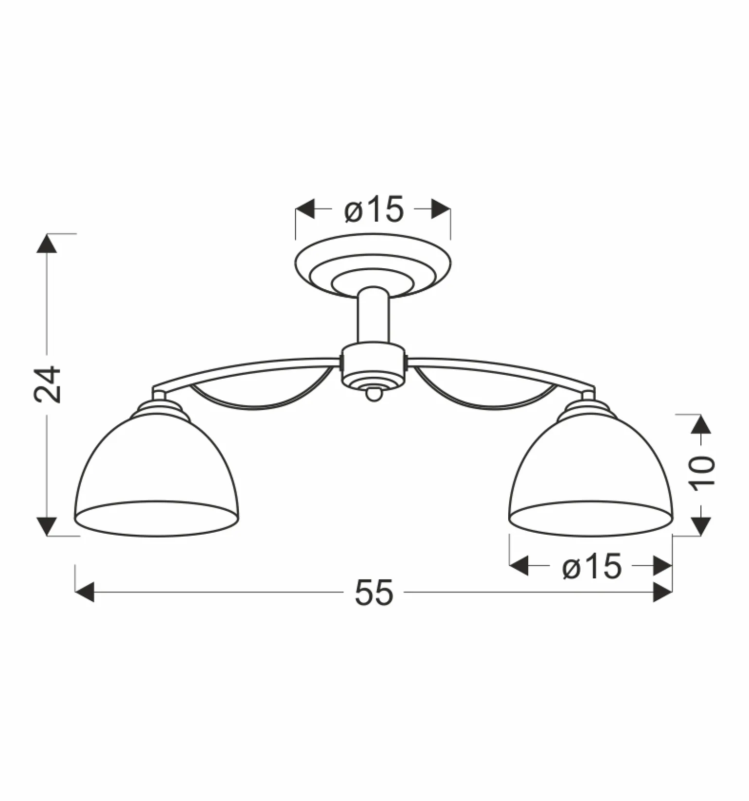 Sklep Kaja Dwuramienna, srebrna lampa sufitowa 32-22707 FILONA | Kaja Oświetlenie
