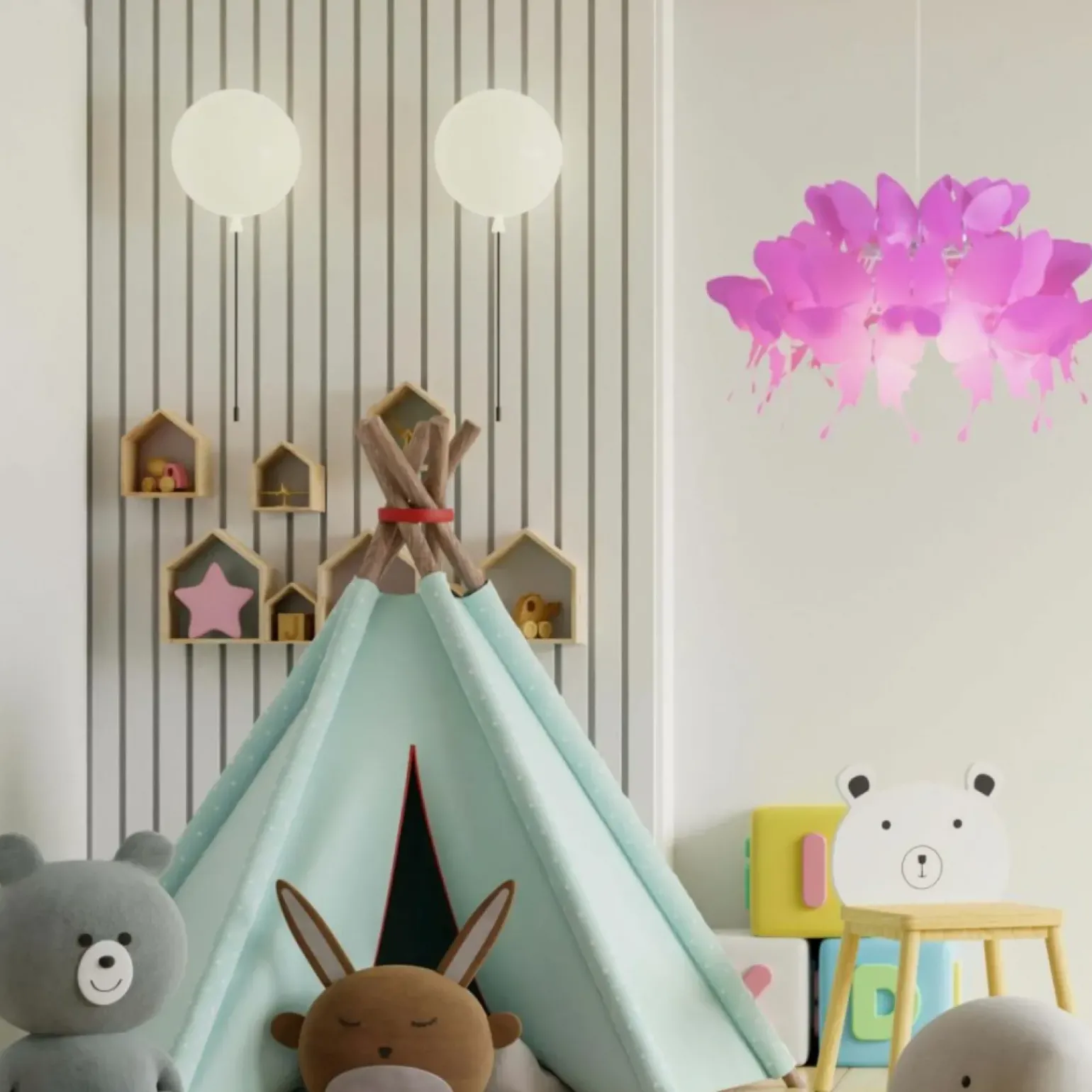 Clearance Dziewczęcy żyrandol motyle LP-MD088-3439A/1P FARFALLA | Kaja Żyrandole Nowoczesne