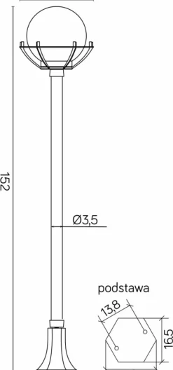 Sklep Kaja Efektowna lampa ogrodowa z kulistym kloszem K 5002/1/KPOl