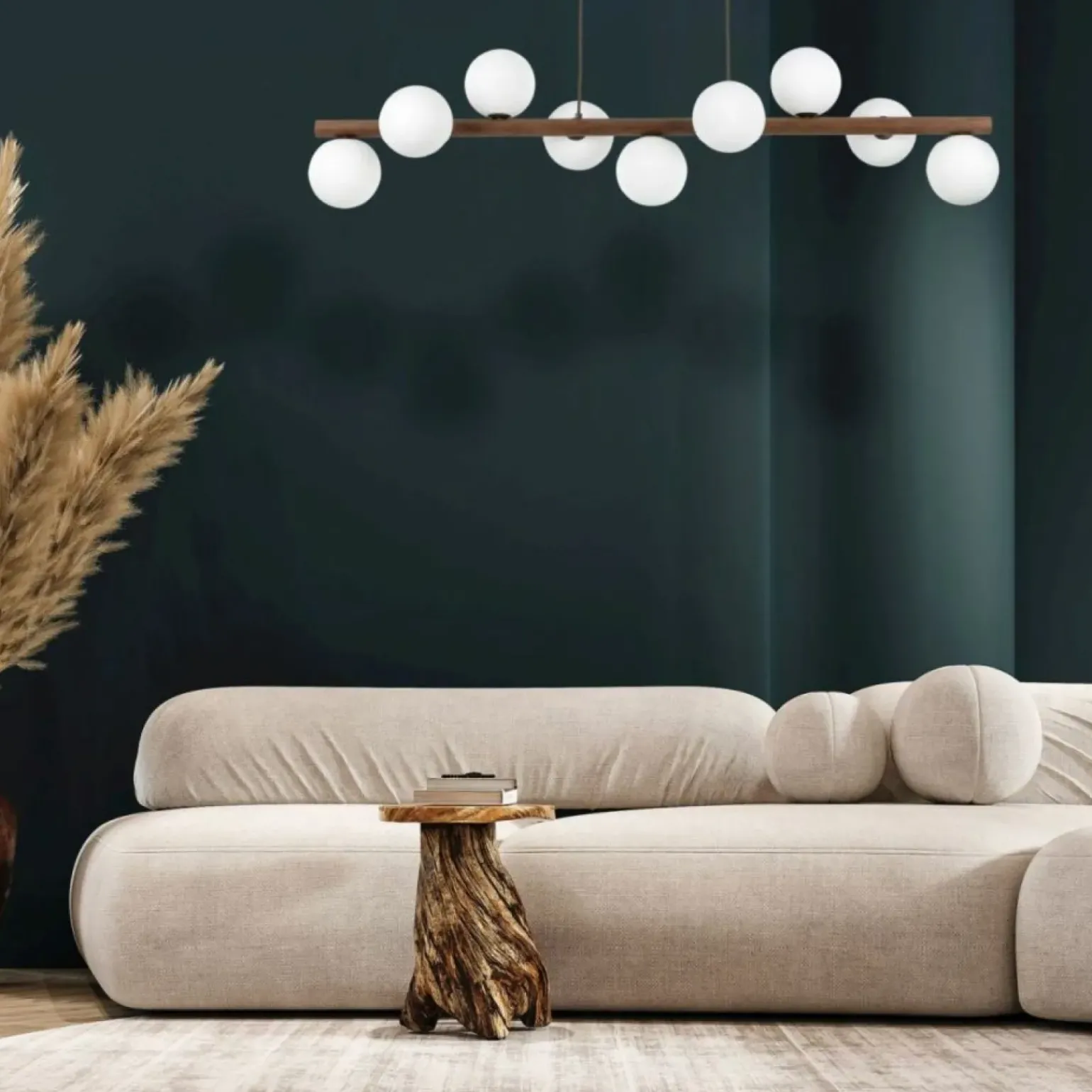 Store Efektowna lampa z drewna TK 10273 ESTERA WOOD ORZECH | Kaja Żyrandole Nowoczesne