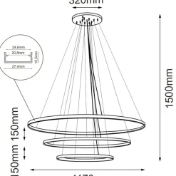 Cheap Efektowna lampa, złote koła ⌀117cm 4000K ANT 5421 z serii AGA Żyrandole Nowoczesne