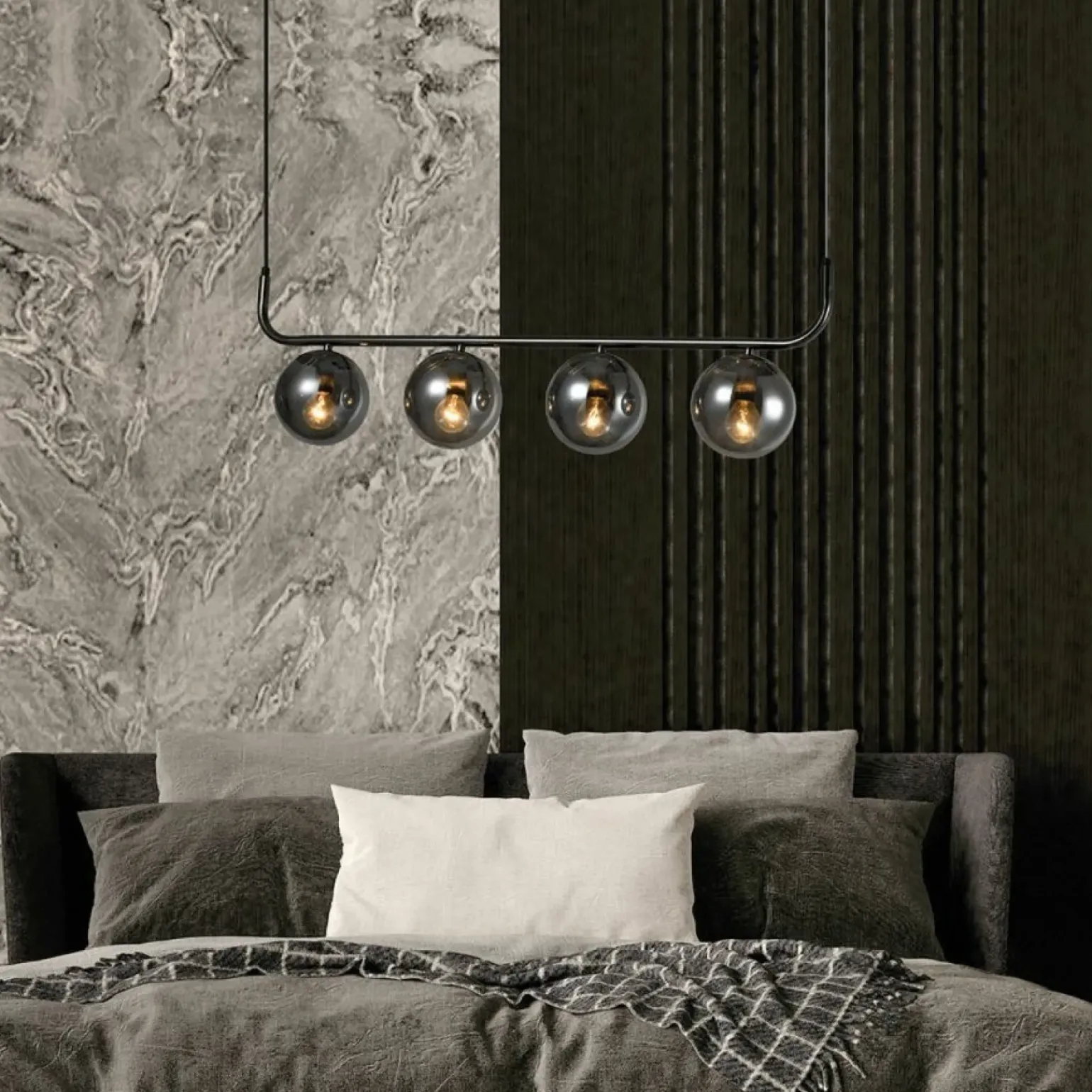 Hot Efektowna, pozioma lampa wisząca LP-005/4L GRAFIT ALISA | Kaja Żyrandole Nowoczesne