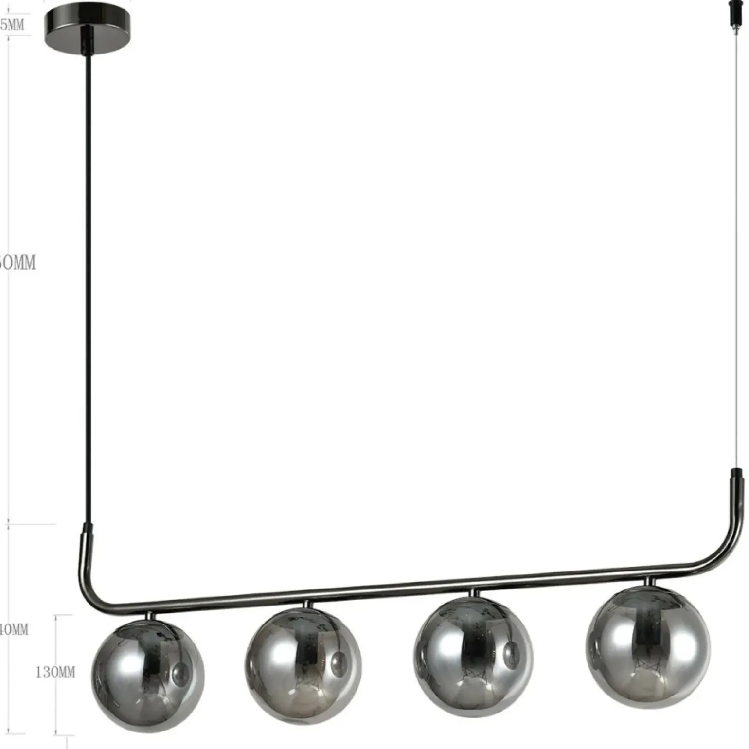 Hot Efektowna, pozioma lampa wisząca LP-005/4L GRAFIT ALISA | Kaja Żyrandole Nowoczesne