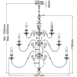 Sklep Kaja Efektowny żyrandol, złoty kolor HK-CAMBRIDGE25 z serii CAMBRIDGE
