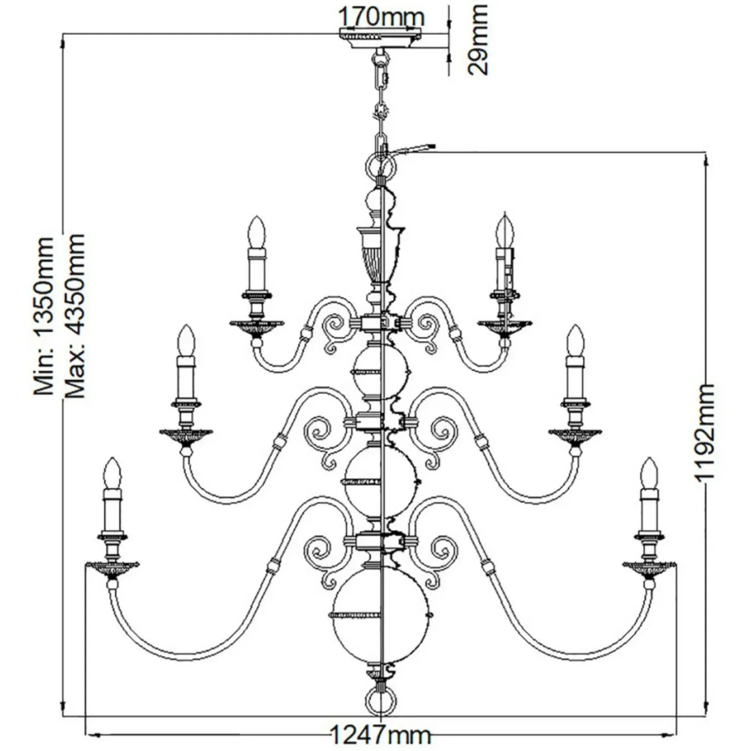 Sklep Kaja Efektowny żyrandol, złoty kolor HK-CAMBRIDGE25 z serii CAMBRIDGE