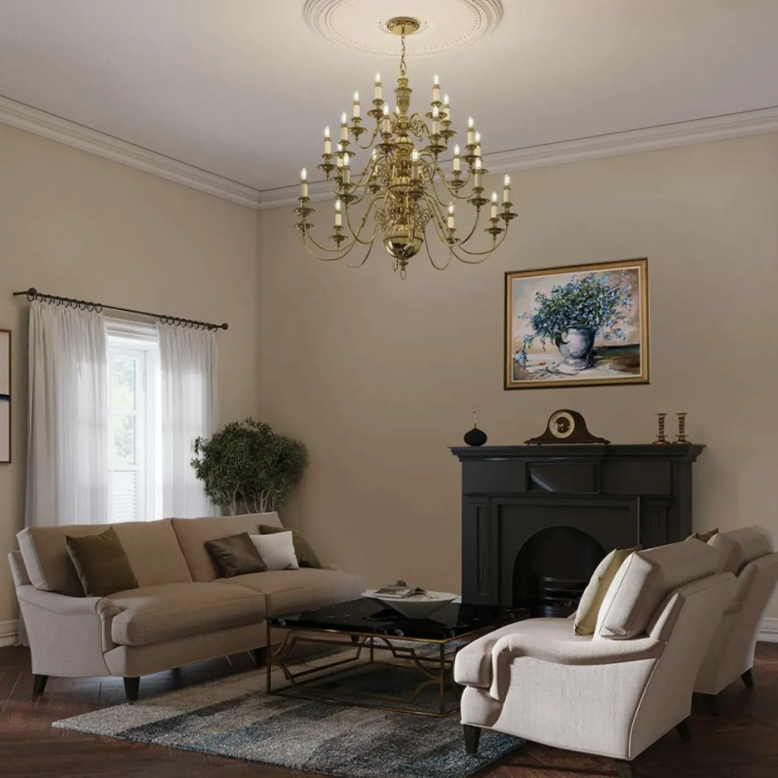 Sklep Kaja Efektowny żyrandol, złoty kolor HK-CAMBRIDGE25 z serii CAMBRIDGE