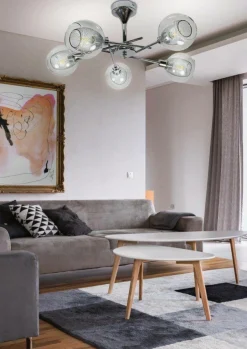 Flash Sale Elegancka, chromowana lampa do salonu 35-72252 z serii OZZO | Kaja Żyrandole Nowoczesne