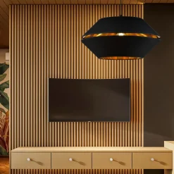 Sklep Kaja Elegancka lampa wisząca z czarno-złotym abażurem 1183/1 z serii PIANO