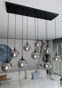 Hot Elegancka lampa wisząca z grafitowymi kloszami 712/9 | Kaja Żyrandole Nowoczesne